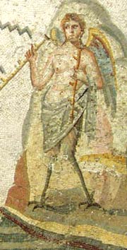 Sirena da un mosaico romano con "Ulisse e le Sirene" rinvenuto a Dougga (Tunisi, Museo del Bardo)