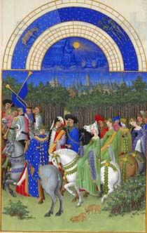 Il mese di maggio nel codice illustrato 'Les Très Riches Heures du Duc de Berry' (entro 1416)