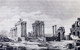 Parti sopravvissute dei tre templi del foro olitorio (LUIGI CANINA, 1851)