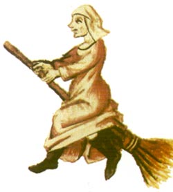 Immagine di strega sulla scopa tratta da: MARTIN LE FRANC, Le champion des dames, 1451