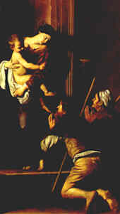 CARAVAGGIO, Madonna dei pellegrini, olio su tela, 1604-1606 circa (Roma, Sant'Agostino)