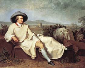 JOHANN HEINRICH WILHELM TISCHBEIN, Goethe nella campagna romana, 1786 (Frankfurt, Stdelsches Kunstinstitut) 