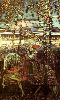 VASSILIJ KANDINSKIJ, Coppia a cavallo, particolare, 1906-07 (M�nchen, St�dtische Galerie im Lenbachhaus)