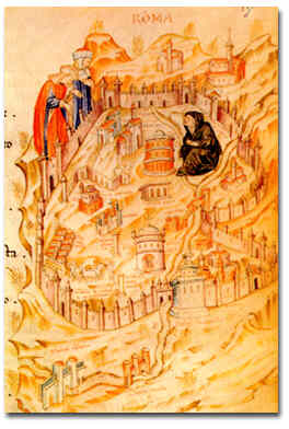 Carta di Roma dal "Dittamondo" di Fazio degli Uberti, prima met del  XIV secolo (Pargi, Bibliothque Nationale)