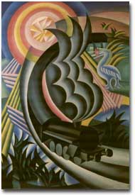 FORTUNATO DEPERO, Treno partorito dal sole, 1924, olio su tela (Collezione privata)