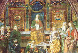 PINTURICCHIO. La Grammatica, affresco, 1492-1494 (Roma-Citt del Vaticano, Appartamento Borgia, Sala delle Arti liberali)