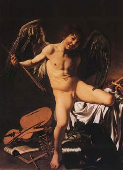 CARAVAGGIO, Amore vincitore, 1601-1602, olio su tela, cm 191x148 (Berlin, Staatliche Museen)