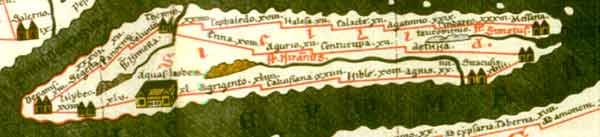 La Sicilia e la costa del Nordafrica nella "Tabula Peuntigeriana", copia medievale di una antica mappa stradale romana