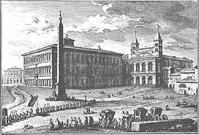 GIUSEPPE VASI, Obelisco e Palazzo Lateranense, incisione della met del XVIII secolo