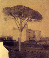 Lato posteriore del giardini di Villa Altieri; in fondo, a sinistra, Santa Maria Maggiore (Foto di Pompeo Molins 1852 circa)