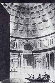 G.P. PANNINI, Il Pantheon inondato dal Tevere, acquarello, XVIII secolo