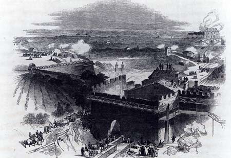 G.H. THOMAS, Attack of the French on the Porta San Pancrazio (The Illustrated London News, 1849)