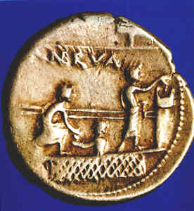 Denario d'argento con scena di votazione a Roma, 110-94 a.C. (Milano, Castello Sforzesco)