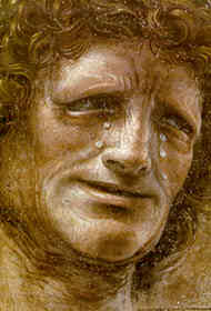 DONATO BRAMANTE, Eraclito e Democrito (partic.), affresco strappato, 1487 (Milano, Pinacoteca di Brera)