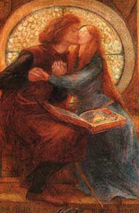 DANTE GABRIELE ROSSETTI, Paolo e Francesca, particolare, 1855 (London, Tate Gallery)