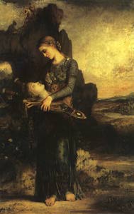 GUSTAVE MOREAU, Orfeo (o Ragazza tracia con la testa di Orfeo), olio su tavola, 1865 (Paris, Muse d'Orsay)
