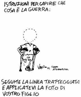 Vignetta di Vauro disegnata di recente in Afghanistan