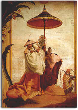 GIOVAN DOMENICO TIEPOLO, La passeggiata del Mandarino, 1757 (Vicenza, Foresteria di Villa Valmarana)