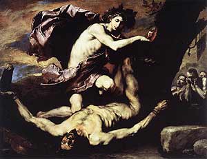 SPAGNOLETTO, Apollo e Marsia, olio su tela, 182 x 232 cm, 1637 (Napoli, Museo Nazionale di San Martino)