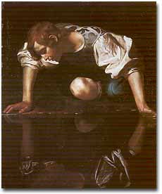 CARAVAGGIO, Narciso, olio su tela, 1597-1599 circa (Roma, Galleria Nazionale d'Arte Antica-Palazzo Barberini)