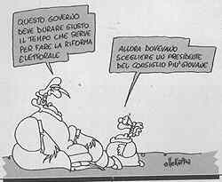 Vignetta di Ellekappa comparsa su "Cuore. Settimanale di resistenza umana" del 3 maggio 1993