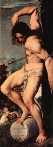 TIZIANO, San Sebastiano nel "Polittico Averoldi", 1520-22 (Brescia, chiesa dei SS Nazario e Celso)