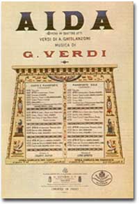 Copertina di uno spartito dell'opera "Aida" edito da RICORDI nella seconda met del XIX secolo
